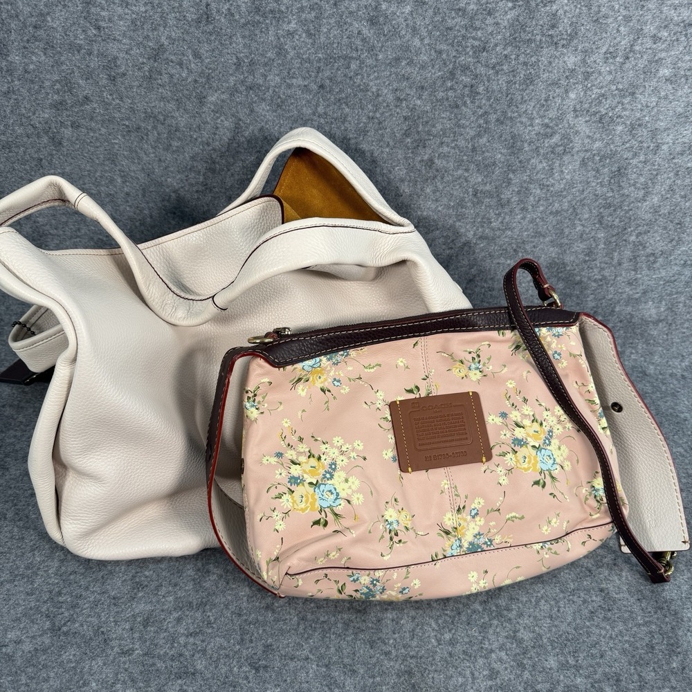 Coach Cream Leather Hobo with Brown Trim - Picture 12 of 16